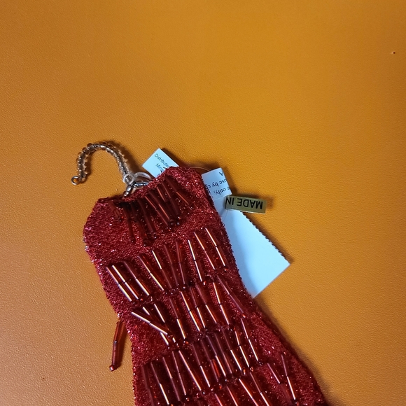 Marshall Fields vintage NWT red flapper dress Christmas ornament beaded - Picture 2 of 6